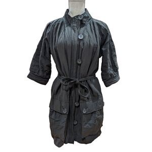 Vince Women's Shimmering Sparkle Black Utility Coat with Rope Size XS